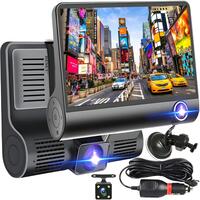 Camera auto DVR tripla, FullHD 1080P, inregistrare fata, interior si spate, display 4",  Night Vision, inregistrare in bucla, unghi 170 grade, senzor miscare, alimentare bricheta auto