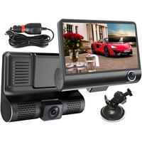 Camera auto DVR tripla, FullHD 1080P, inregistrare fata, interior si spate, display 4",  Night Vision, inregistrare in bucla, unghi 170 grade, senzor miscare, alimentare bricheta auto