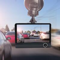 Camera auto DVR tripla, FullHD 1080P, inregistrare fata, interior si spate, display 4",  Night Vision, inregistrare in bucla, unghi 170 grade, senzor miscare, alimentare bricheta auto