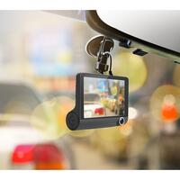 Camera auto DVR tripla, FullHD 1080P, inregistrare fata, interior si spate, display 4",  Night Vision, inregistrare in bucla, unghi 170 grade, senzor miscare, alimentare bricheta auto