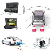 Camera auto DVR tripla, FullHD 1080P, inregistrare fata, interior si spate, display 4",  Night Vision, inregistrare in bucla, unghi 170 grade, senzor miscare, alimentare bricheta auto