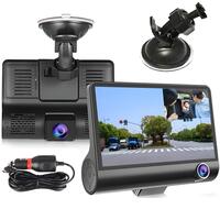 Camera auto DVR tripla, FullHD 1080P, inregistrare fata, interior si spate, display 4",  Night Vision, inregistrare in bucla, unghi 170 grade, senzor miscare, alimentare bricheta auto