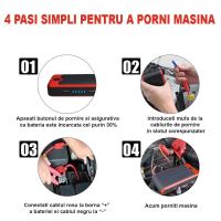 Starter auto multifunctional Siegbert, 12000mAh, acumulator extern, lanterna