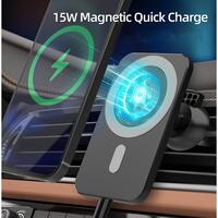 Incarcator auto wireless magnetic cu incarcare rapida, 15W, rotire 360 grade, compatibil Iphone MagSafe, negru