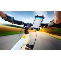 Suport pentru telefon mobil Siegbert, prindere pentru biciclete si motociclete, negru-verde