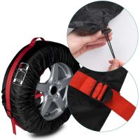 Set 4 huse pentru anvelope auto 12”-18” Siegbert®, negru cu rosu