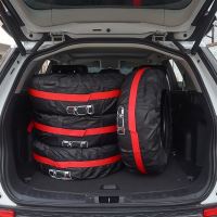 Set 4 huse pentru anvelope auto 12”-18” Siegbert®, negru cu rosu