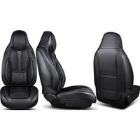 Set huse scaune auto Bremer Sitzbezuge, material suede sintetic si textil, compatibil tetiere detasabile si integrate, negru, 13 piese