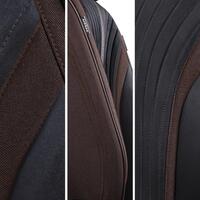 Set huse scaune auto Bremer Sitzbezuge, material textil in si velur microfibra, compatibil tetiere detasabile, maro cu negru, 15 piese