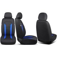 Set 2 huse scaune auto Bremer Sitzbezuge, material textil respirabil, scaune fata, compatibil tetiere detasabile, negru cu albastru, 6 piese