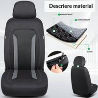 Set 2 huse scaune auto Bremer Sitzbezuge, material textil respirabil, scaune fata, compatibil tetiere detasabile, negru cu gri, 6 piese