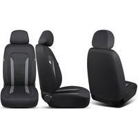 Set 2 huse scaune auto Bremer Sitzbezuge, material textil respirabil, scaune fata, compatibil tetiere detasabile, negru cu gri, 6 piese