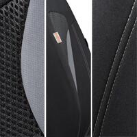 Set 2 huse scaune auto Bremer Sitzbezuge, material textil respirabil, scaune fata, compatibil tetiere detasabile, negru cu gri, 6 piese
