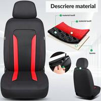 Set 2 huse scaune auto Bremer Sitzbezuge, material textil respirabil, scaune fata, compatibil tetiere detasabile, negru cu rosu, 6 piese