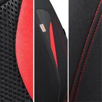 Set 2 huse scaune auto Bremer Sitzbezuge, material textil respirabil, scaune fata, compatibil tetiere detasabile, negru cu rosu, 6 piese