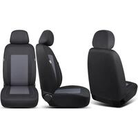 Set 2 huse scaune auto Bremer Sitzbezuge, material textil respirabil, scaune fata, compatibil tetiere detasabile, gri cu negru, 6 piese