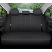 Set huse scaune auto Bremer Sitzbezuge, material textil respirabil, cu fermoare pentru bancheta rabatabila, negru cu gri, 11 piese