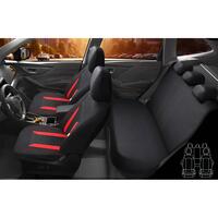 Set huse scaune auto Bremer Sitzbezuge, material textil respirabil, cu fermoare pentru bancheta rabatabila, negru cu rosu, 11 piese