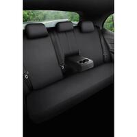 Set huse scaune auto Bremer Sitzbezuge, material textil respirabil, cu fermoare pentru bancheta rabatabila, negru cu rosu, 11 piese