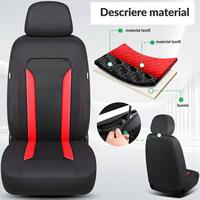 Set huse scaune auto Bremer Sitzbezuge, material textil respirabil, cu fermoare pentru bancheta rabatabila, negru cu rosu, 11 piese