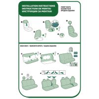 Huse Scaune Auto RoGroup, cu fermoare bancheta rabatabila fractionata, 9 piese
