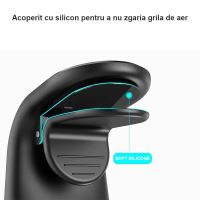 Suport auto pentru telefon RoGroup, magnetic, prindere in sistemul de ventilatie, negru