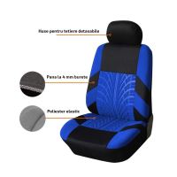 Set Huse Scaune Auto RoGroup Mesh, cu fermoare pentru bancheta rabatabila, 9 Bucati, culoare negru si albastru