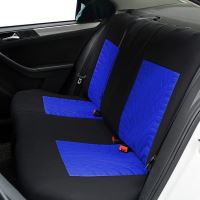 Set Huse Scaune Auto RoGroup Mesh, cu fermoare pentru bancheta rabatabila, 9 Bucati, culoare negru si albastru