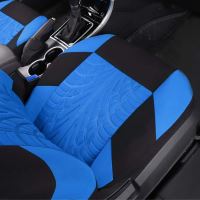Set Huse Scaune Auto RoGroup Mesh, cu fermoare pentru bancheta rabatabila, 9 Bucati, culoare negru si albastru