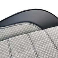 Set Huse Scaune Auto DeluxeBoss, stofa cu piele ecologica, pt bancheta rabatabila fractionata, negru cu bej, 11 bucati