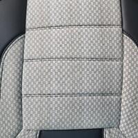 Set Huse Scaune Auto DeluxeBoss, stofa cu piele ecologica, pt bancheta rabatabila fractionata, negru cu bej, 11 bucati