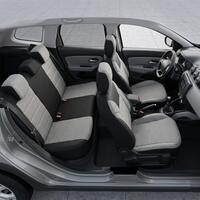 Set Huse Scaune Auto DeluxeBoss, stofa cu piele ecologica, pt bancheta rabatabila fractionata, negru cu bej, 11 bucati