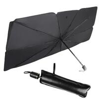 Parasolar pliabil tip umbrela pentru interior parbriz, 124 x 64 cm, negru