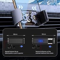 Suport auto pentru telefon cu senzor si fixare automata, negru
