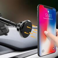 Suport auto pentru telefon, magnetic, cu ventuza si brat telescopic, negru