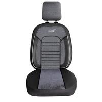 Set Huse Scaune Auto Panda Belek, material textil cu piele ecologica, cu fermoare pentru bancheta rabatabila, gri cu negru, 11 piese