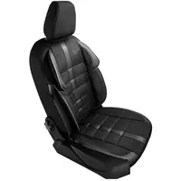 Set Huse Scaune Auto Panda Uludag, material textil cu piele ecologica, cu fermoare pentru bancheta rabatabila, negru cu gri, 11 piese