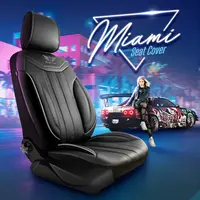 Set Huse Scaune Auto Panda Miami, cu fermoare pentru bancheta rabatabila, negru gri, 11 piese