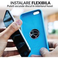 Suport telefon auto magnetic Siegbert, montare bord, rotire 360°, universal, compatibil orice smartphone, include placute metalice si accesorii reinstalare, argintiu cu negru