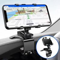 Suport auto pentru telefon cu clema bord, rotire 360 grade, bratari laterale cu arc, universal, negru