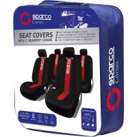 Set Huse Scaune Auto Sparco Red Spider, negru - rosu, 9 bucati