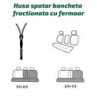 Huse Scaune Auto Luxury Negru Crem, cu fermoare pentru bancheta rabatabila, 9 bucati