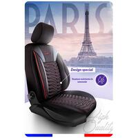 Set Huse Scaune Auto Panda Paris, Negru cu cusatura rosie, 11 piese