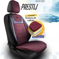 Set Huse Scaune Auto Panda Prestige, Negru-Visiniu, 11 piese