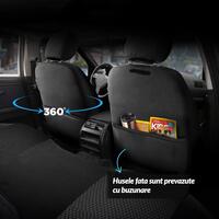Set Huse Scaune Auto Panda Prestige, Negru-Gri, 11 piese