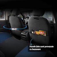 Set Huse Scaune Auto Panda Prestige, Negru-Albastru, 11 piese