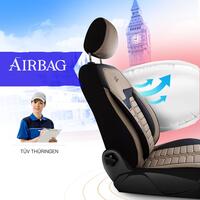 Set Huse Scaune Auto Panda Londra, cu fermoare pentru bancheta rabatabila, bej - negru , 11 piese