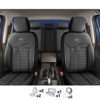 Set Huse Scaune Auto Panda Londra, cu fermoare pentru bancheta rabatabila, negru gri, 11 piese