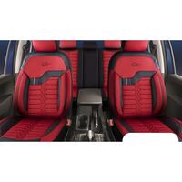 Set Huse Scaune Auto Panda Londra, cu fermoare pentru bancheta rabatabila, rosu negru, 11 piese
