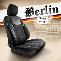 Set Huse Scaune Auto Panda Berlin, negru cu cusatura gri, 11 piese